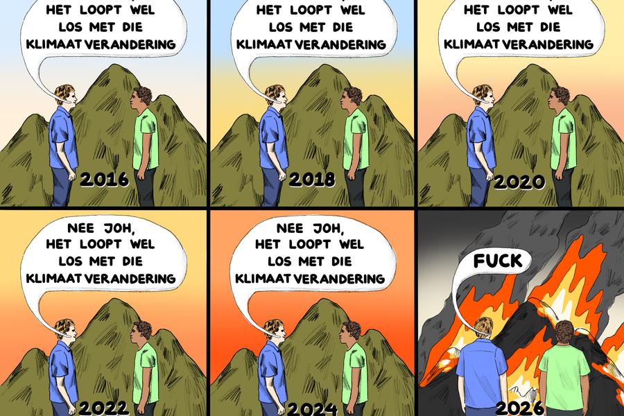 Cartoon van Jip van den Toorn genaamd 'Fuck 512'.