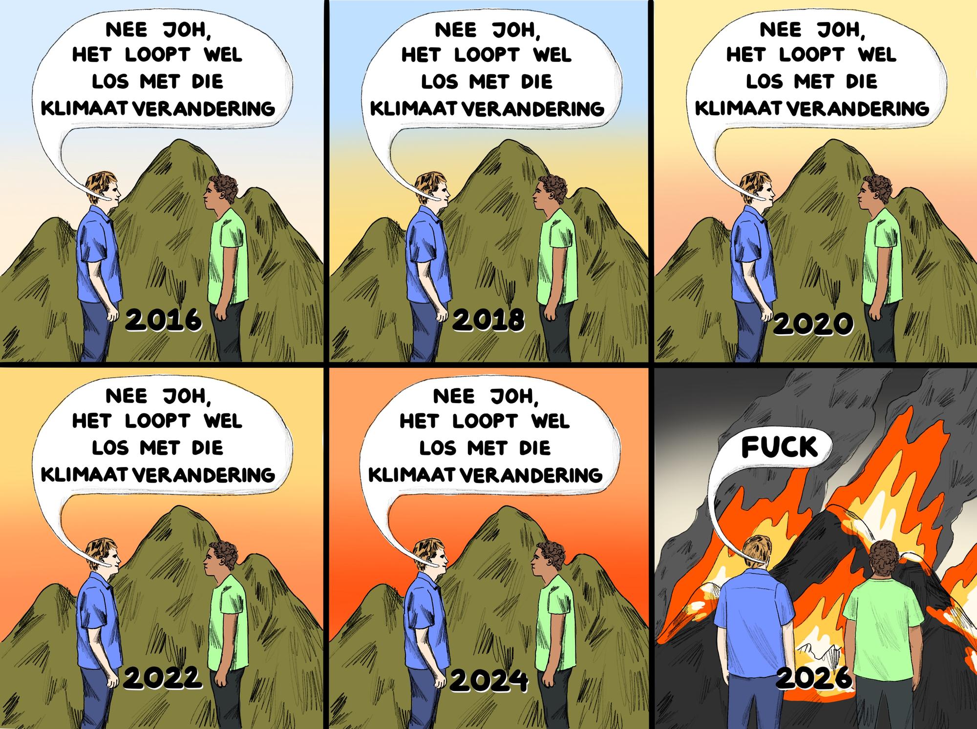 Cartoon van Jip van den Toorn genaamd 'Fuck 512'.