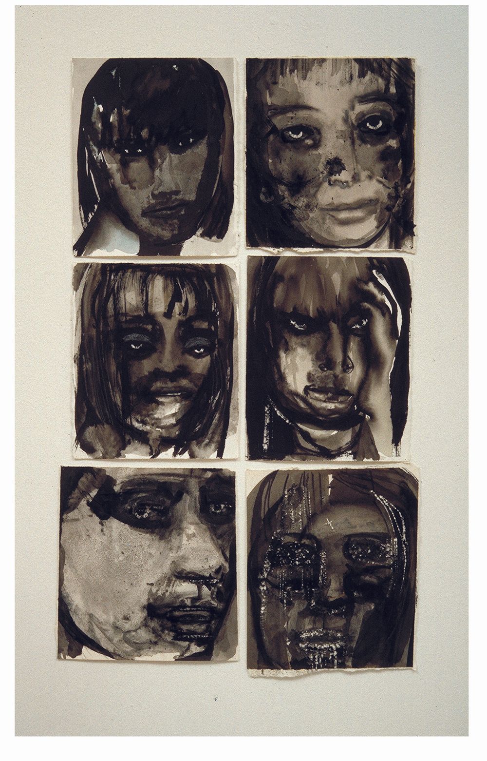 Marlene Dumas, 6 Rejected Faces, 1993, Gewassen Inkt En Krijt Op Papier, 90 X 50 Cm, Foto Peter Cox (1)