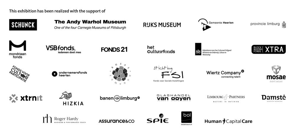 Logo's van sponsoren Andy Warhol vanitas. 