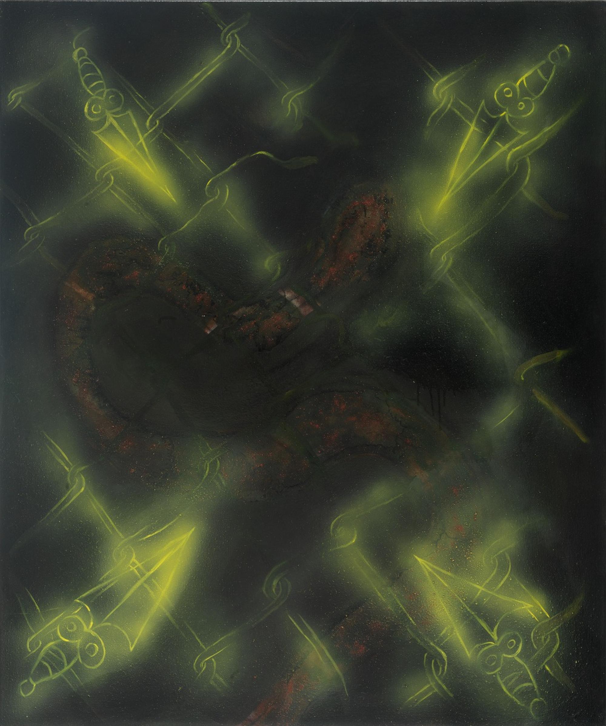 Rinella Alfonso, Four Daggers Facing the Snake, 2024, Olieverf Op Doek, 120 X 100 Cm, Collectie Schunck, Gemeente Heerlen. Foto Gert Jan Van Rooij