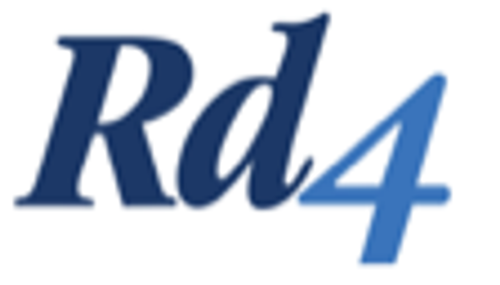 Logo van Rd4 met de letters “Rd” in donkerblauw en het cijfer “4” in een lichtere blauwe kleur op een witte achtergrond.
