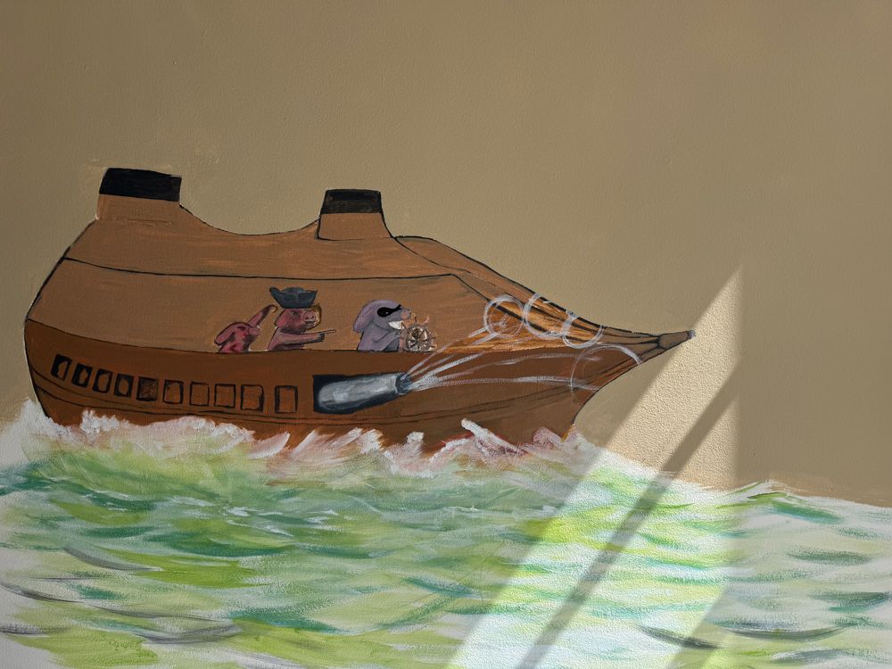 een schildering van een boot op water