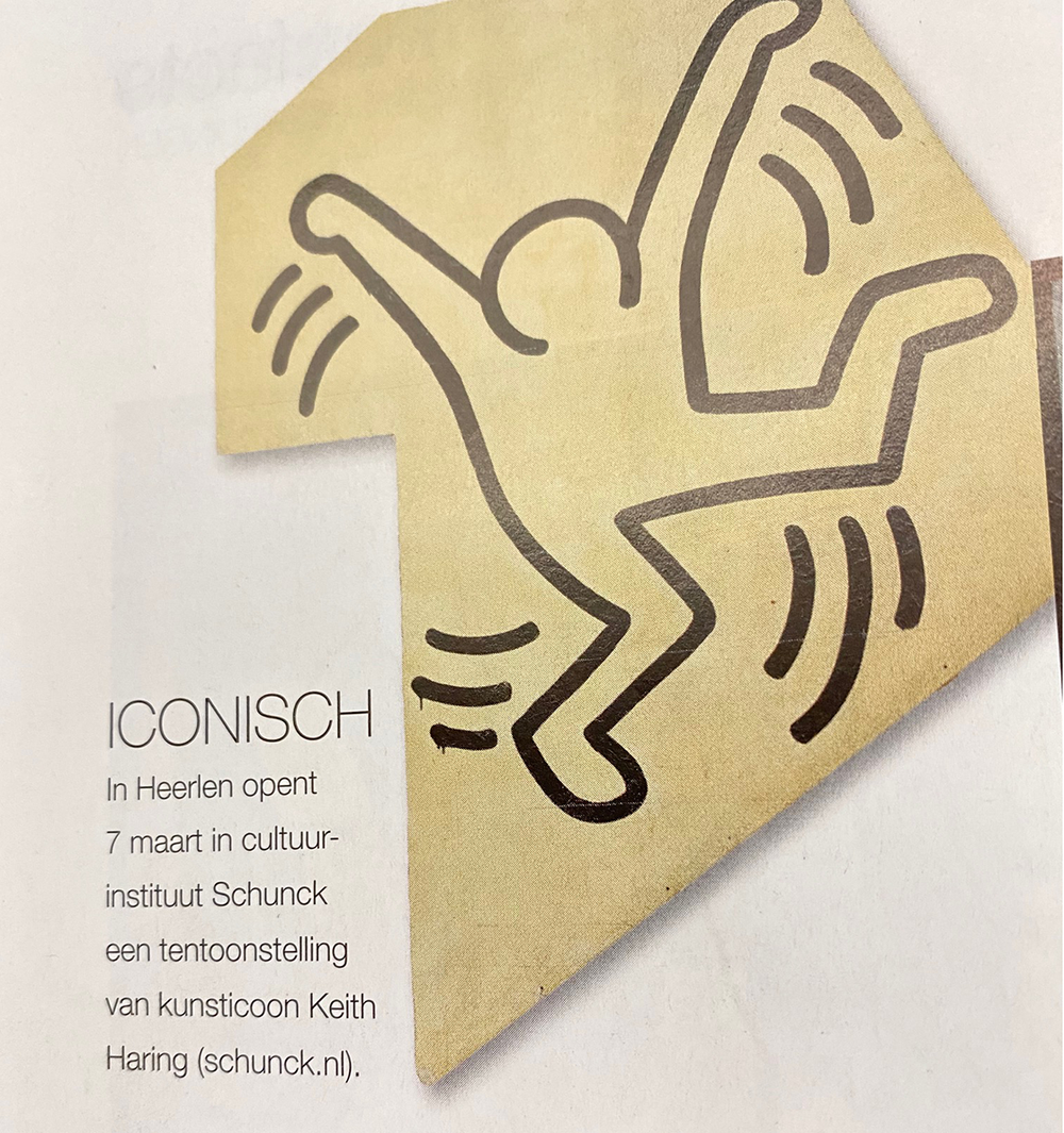 ICONISCH. In Heerlen opent 7 maart in cultuurinstituut Schunck een tentoonstelling van kunsticoon Keith Haring (schunck.nl).