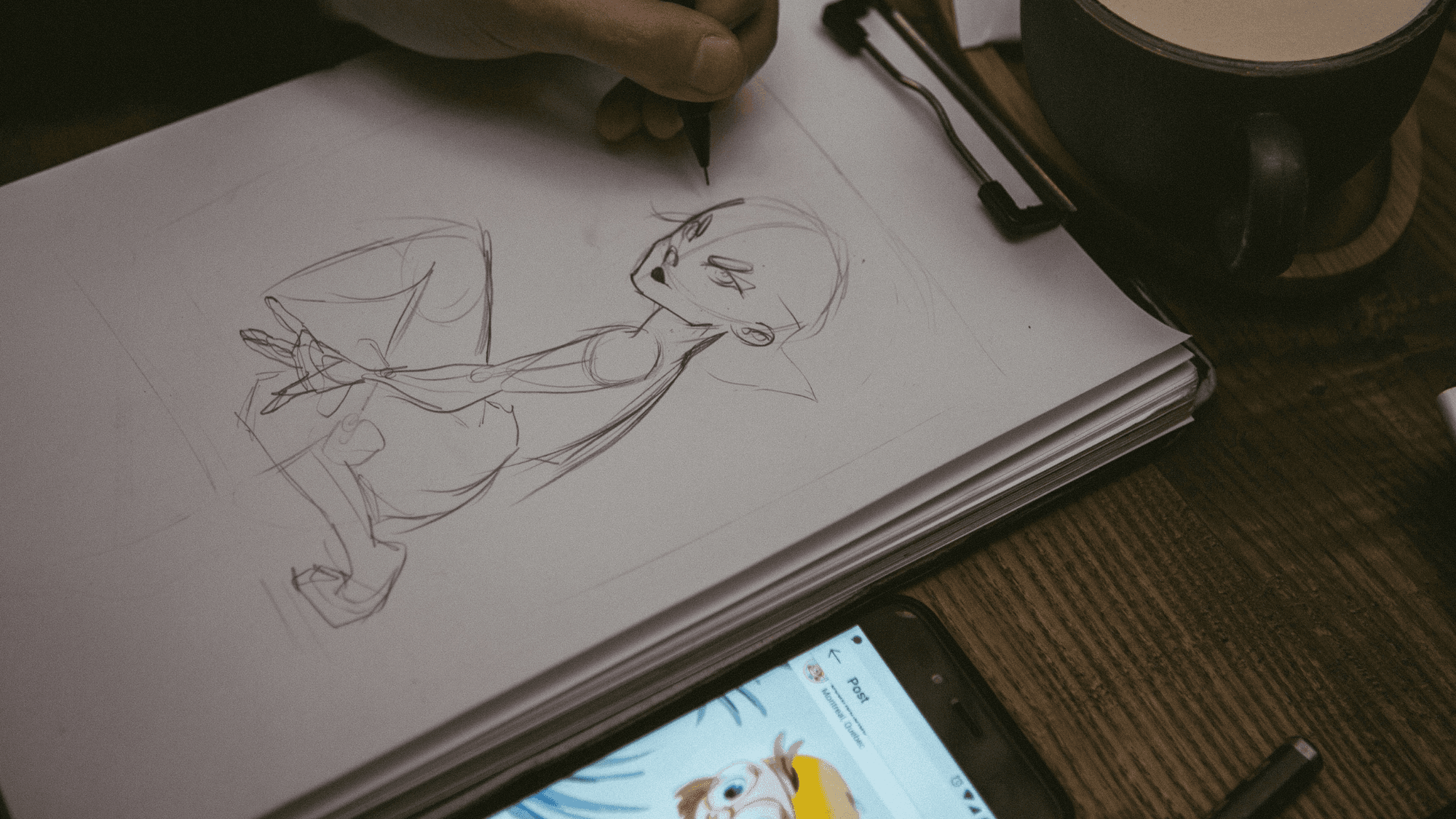 Manga tekening in werking